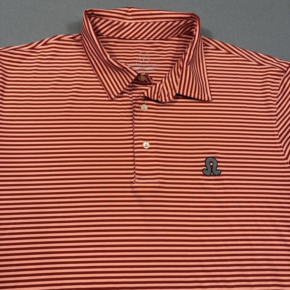 Southern Seam Performance Polo Shirt Men's XL PINK RED MICROSTRIPE